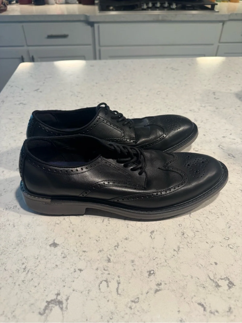 Cole Haan Black Leather Wingtip Derby Shoes